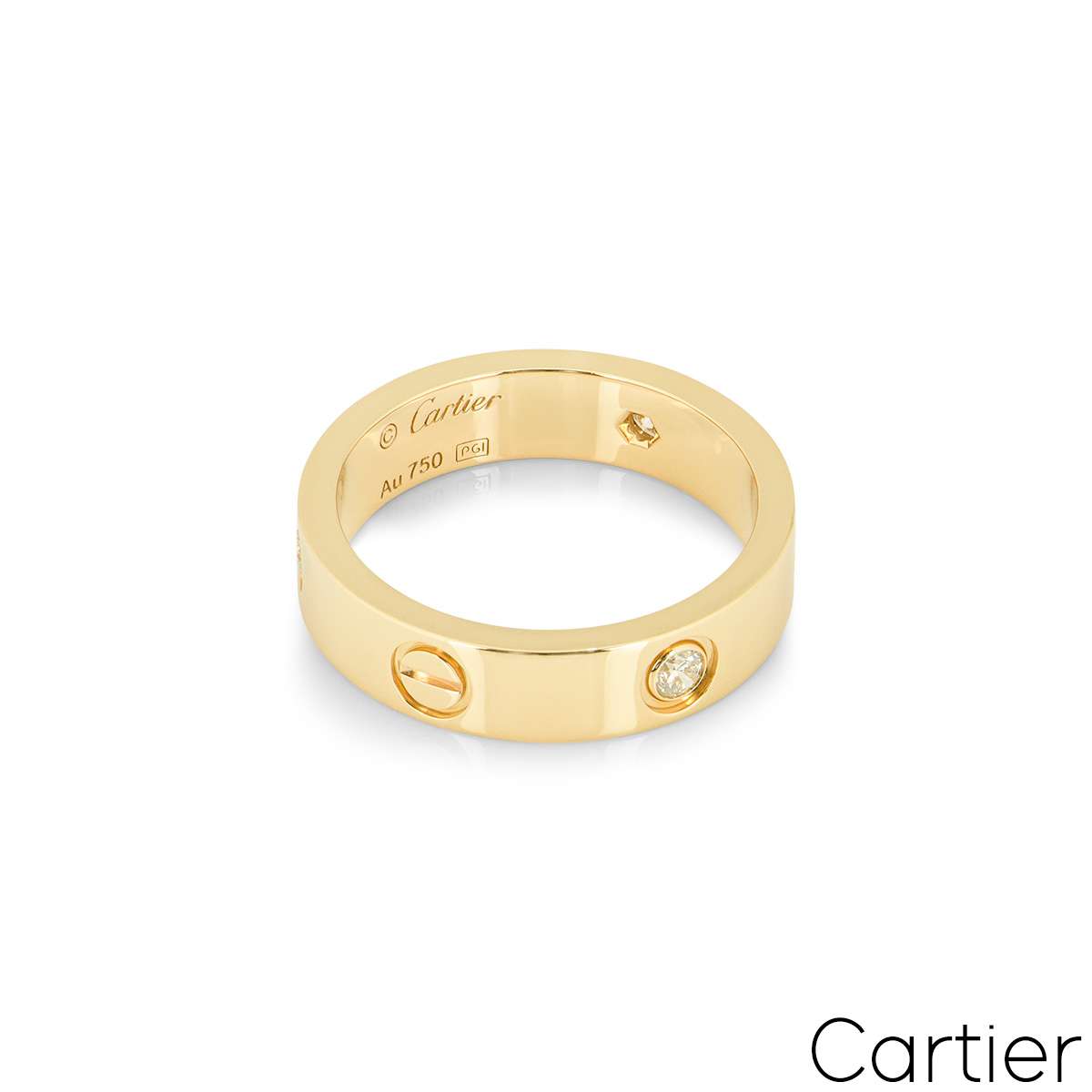 Cartier Yellow Gold Half Diamond Love Ring Size 49 B4032400 | Rich Diamonds